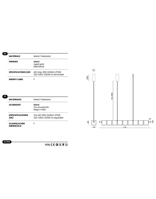 PAKABINAMAS ŠVIESTUVAS CUBIC L | +spalvos 5