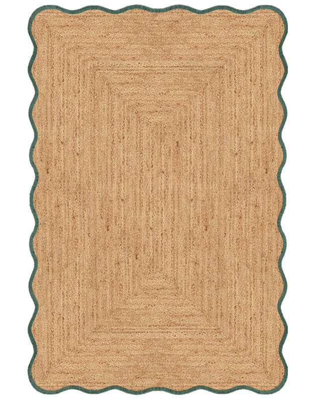 SCALLOP JUTE DARK GREEN kilimas