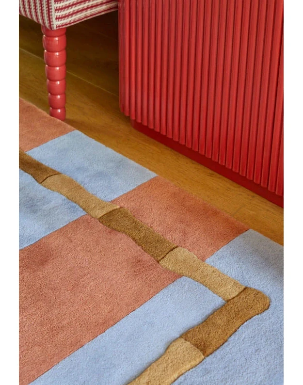 ALICE CRAWLEY BAMBOO STRIPE BLUE RUST kilimas