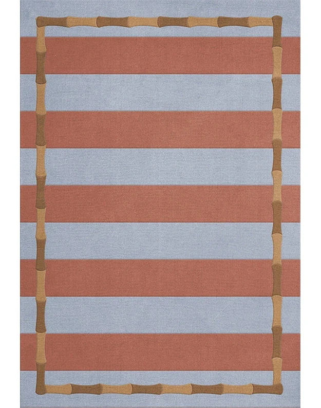 ALICE CRAWLEY BAMBOO STRIPE BLUE RUST kilimas