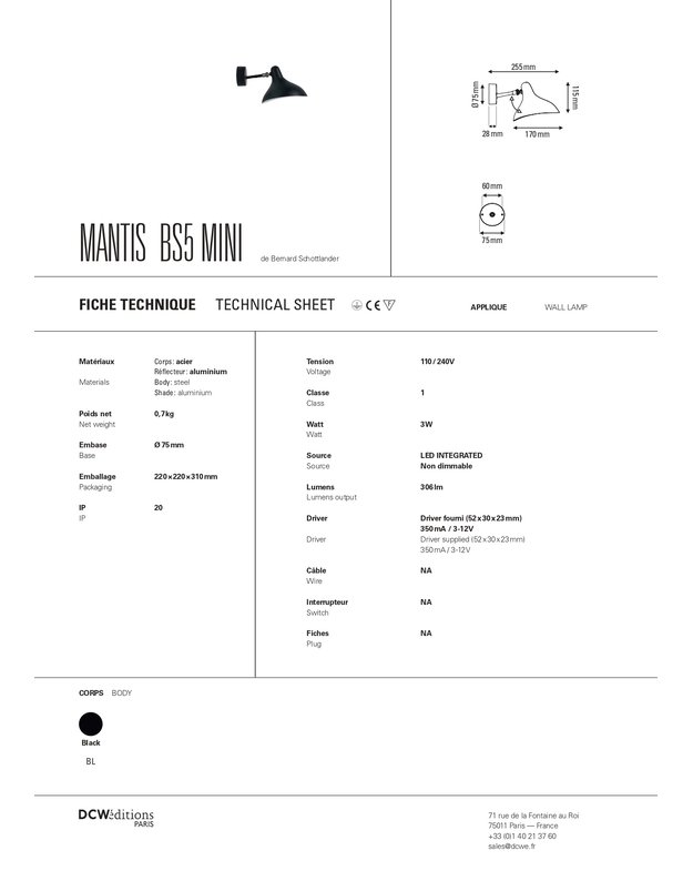 SIENINIS ŠVIESTUVAS MANTIS BS5 MINI