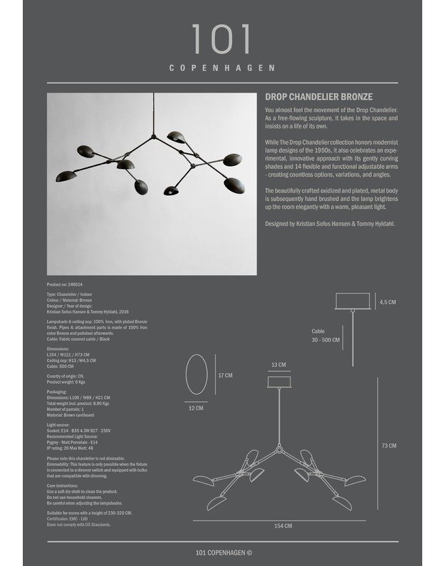 DROP CHANDELIER BRONZE  7