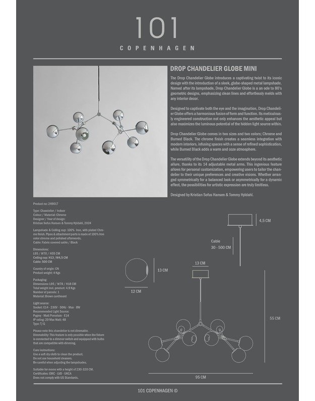 DROP CHANDELIER GLOBE MINI | Chrome 5
