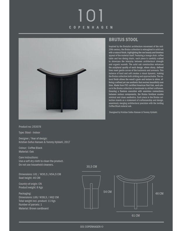 BRUTUS STOOL BLACK OAK  4