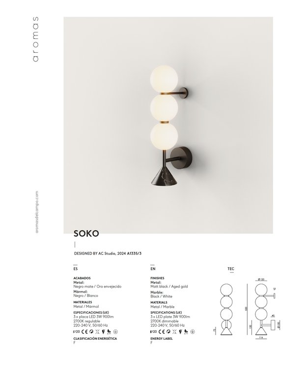 SOKO WALL LAMP | Black marble 3