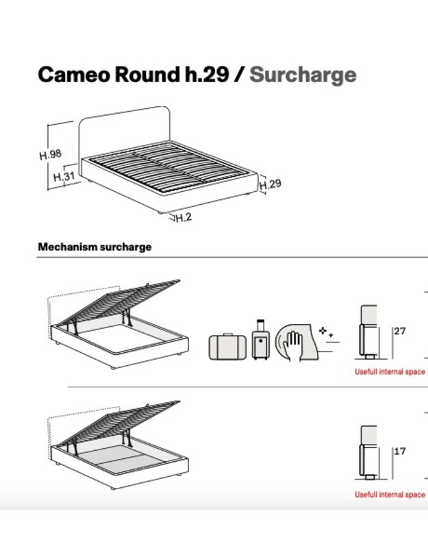 BED CAMEO ROUND H29 5