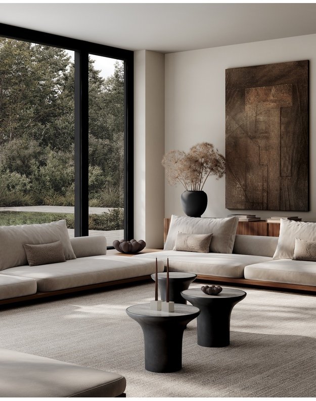 TRUMPET TABLE TALL | Silver Travertine 2