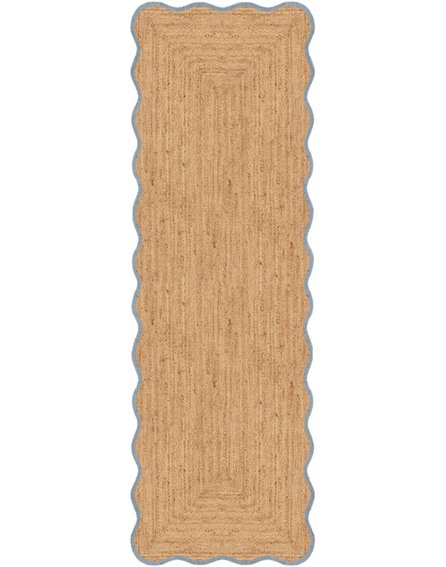 SCALLOP JUTE MISTY BLUE kilimas