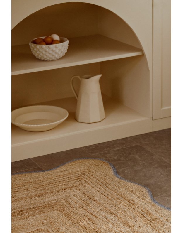 SCALLOP JUTE MISTY BLUE kilimas