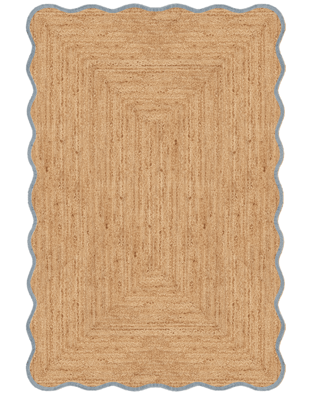SCALLOP JUTE MISTY BLUE kilimas