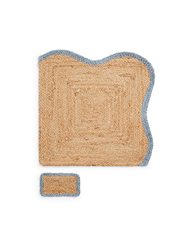 SCALLOP JUTE MISTY BLUE kilimas