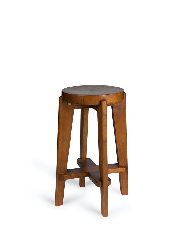 WOOD counter stool | dark brown
