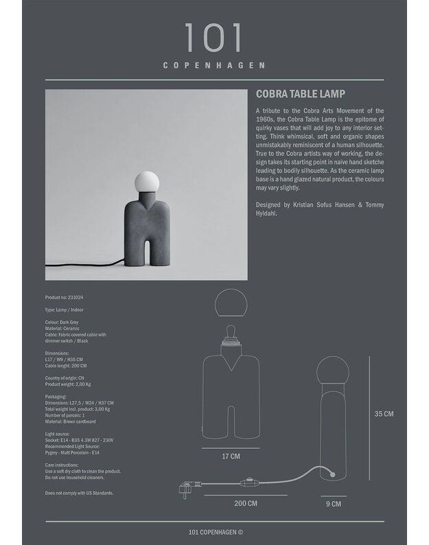 COBRA TABLE LAMP | Dark Grey