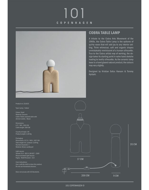 COBRA TABLE LAMP | Sand