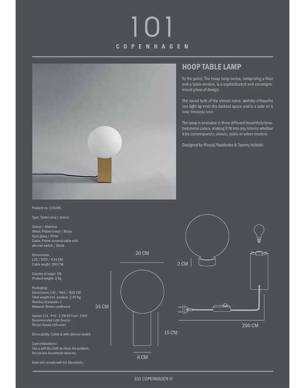 HOOP TABLE LAMP BRASS H34cm