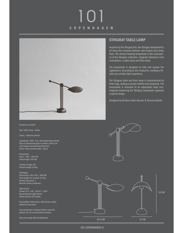 STINGRAY TABLE LAMP | Bronze